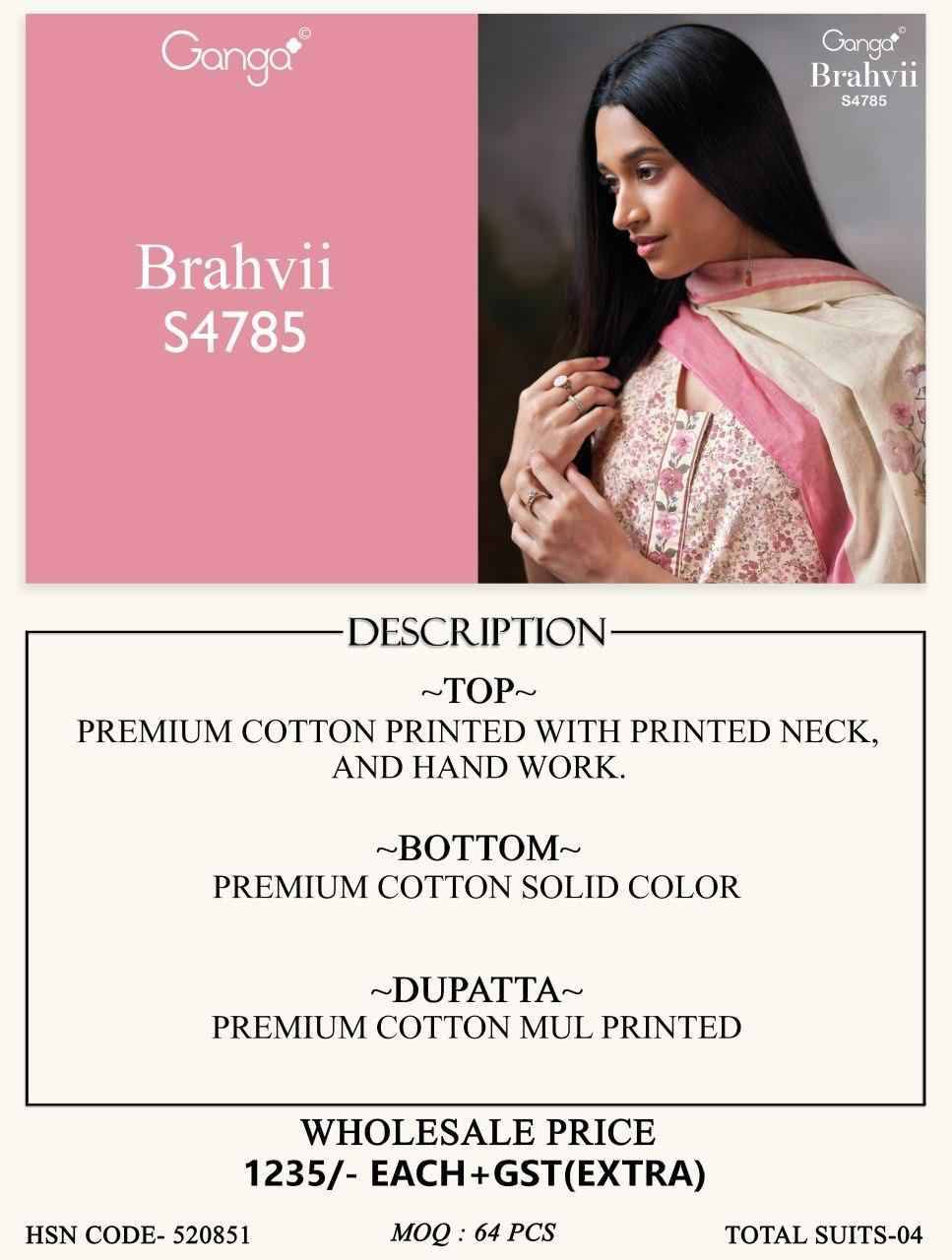 BRAHVII 4785 Series By Ganga Fashion Beautiful Festive Suits Stylish Colorful Fancy Casual Wear & Ethnic Wear PREMIUM COTTON Print Dresses At Wholesale Price